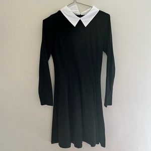 Women's Long Sleeve Peter Pan Collar Fit and Flare Skater Dress - XS